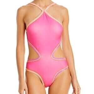 PQ Platinum Inspired by Solange Ferrarini Halter Neck One Piece Swimsuit Size M